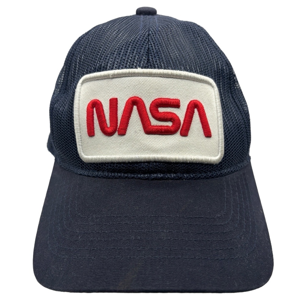 NASA Trucker Hat Navy Blue Mesh Cap Outdoor Cap Brand Embroidered Patch